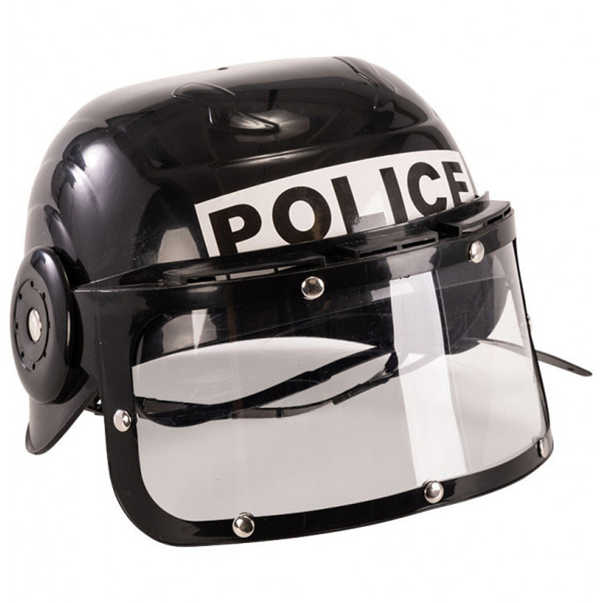 ELMETTO POLIZIOTTO CON VISIERA PLASTICA NERO 03930