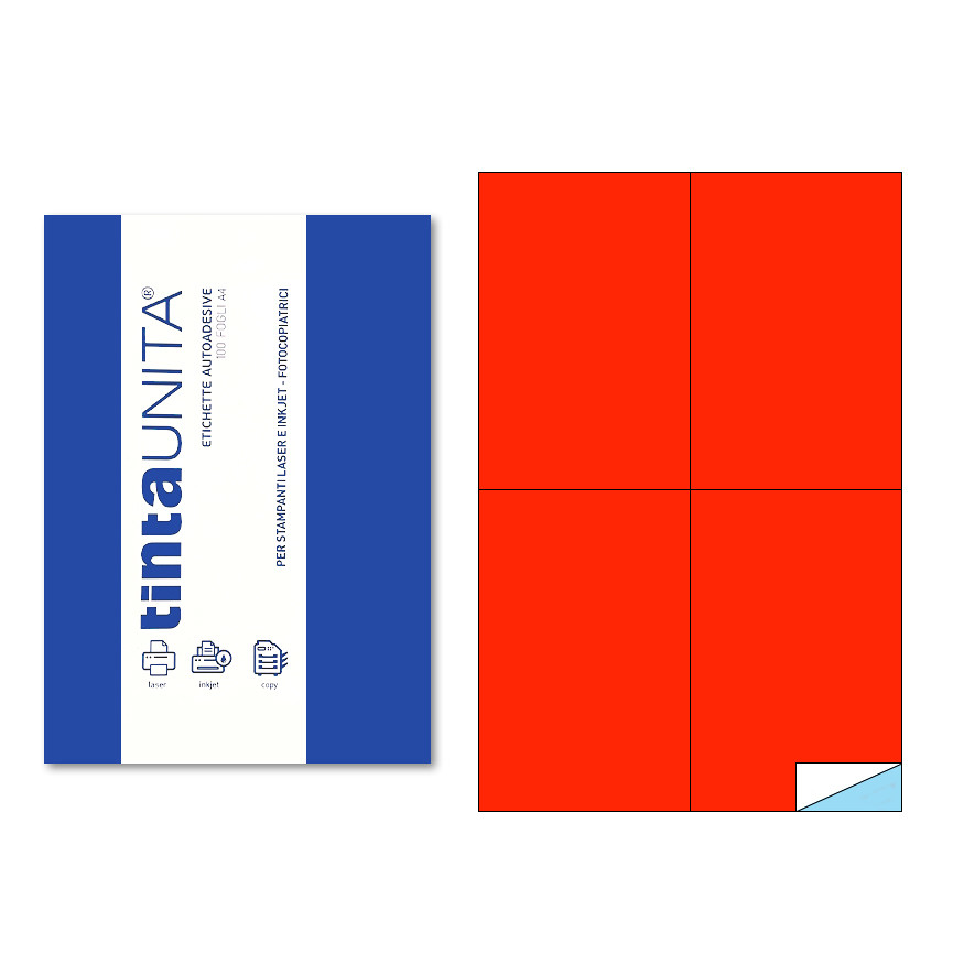 ETICHETTE A4 105X148 400PZ 100FG ROSSO P519