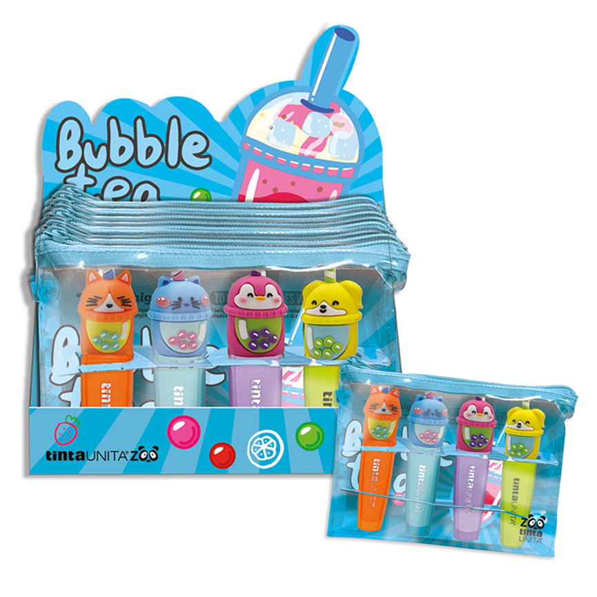EVIDENZIATORI CON TOP BUBBLE TEA ZOO SET4PZ 62814
