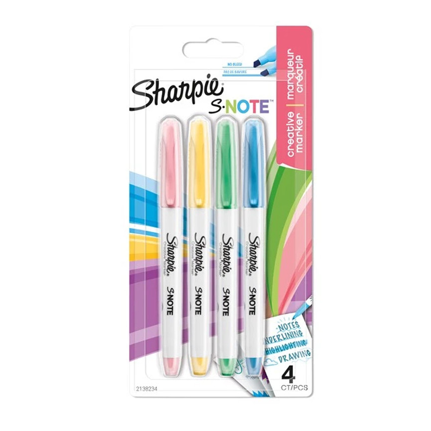 EVIDENZIATORI SHARPIE S-NOTE PUNTA SCALPELLO 4PZ