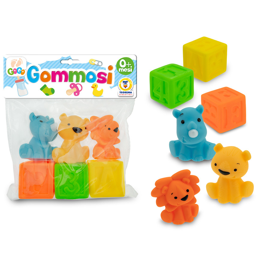 GOMMOLOSI ANIMALETTI E CUBOTTI 6PZ 80755