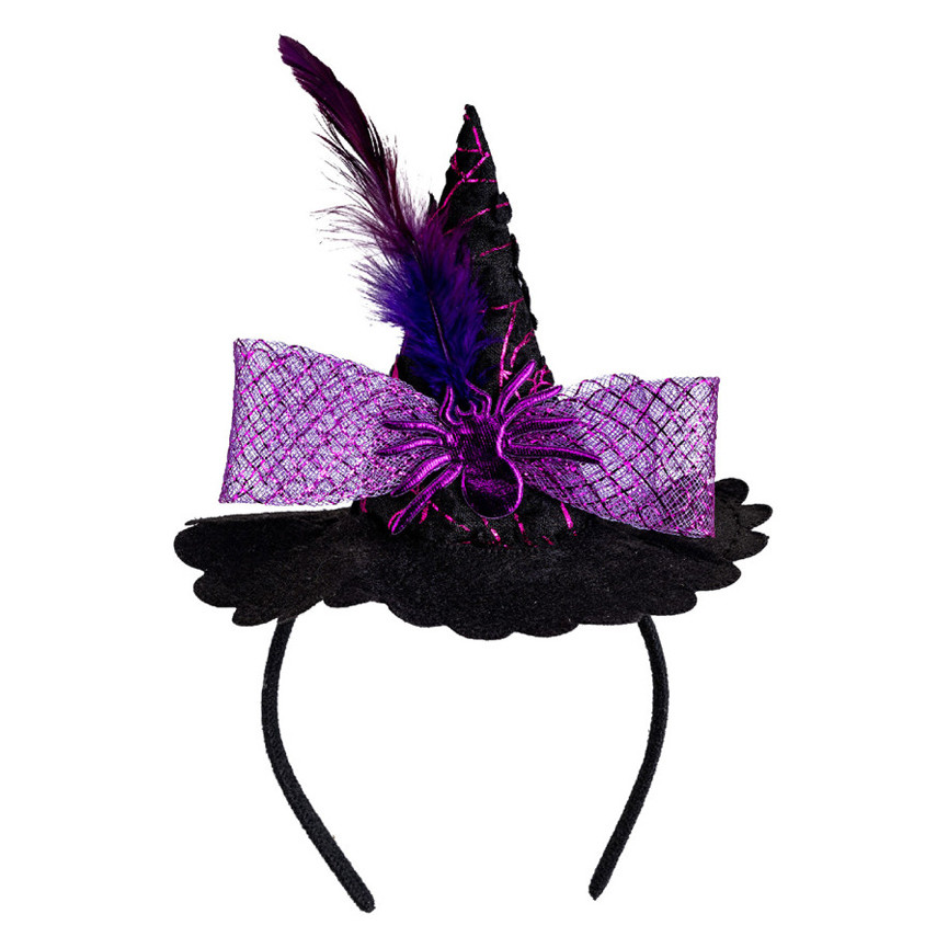 HALLOWEEN CERCHIETTO CAPPELLINO STREGA RAGNO TULLE