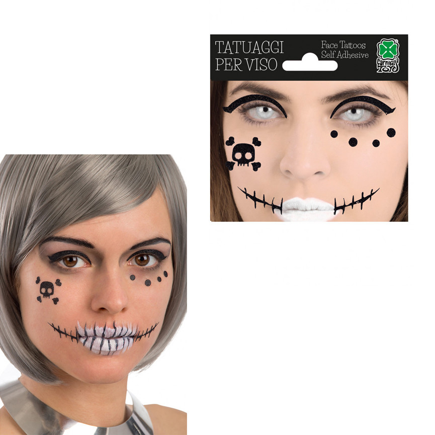HALLOWEEN DECORAZIONI ADESIVE VISO TESCHIO