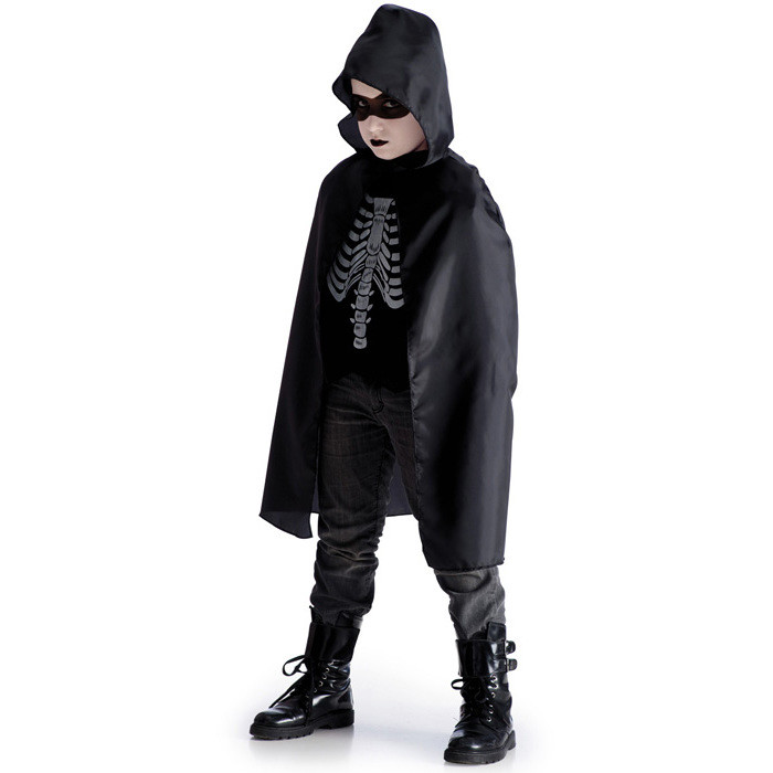HALLOWEEN MANTELLO NERO CON CAPPUCCIO 80CM