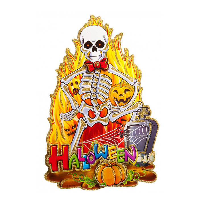 HALLOWEEN POSTER SCHELETRO RIL. C/GLIT.45X30 08482