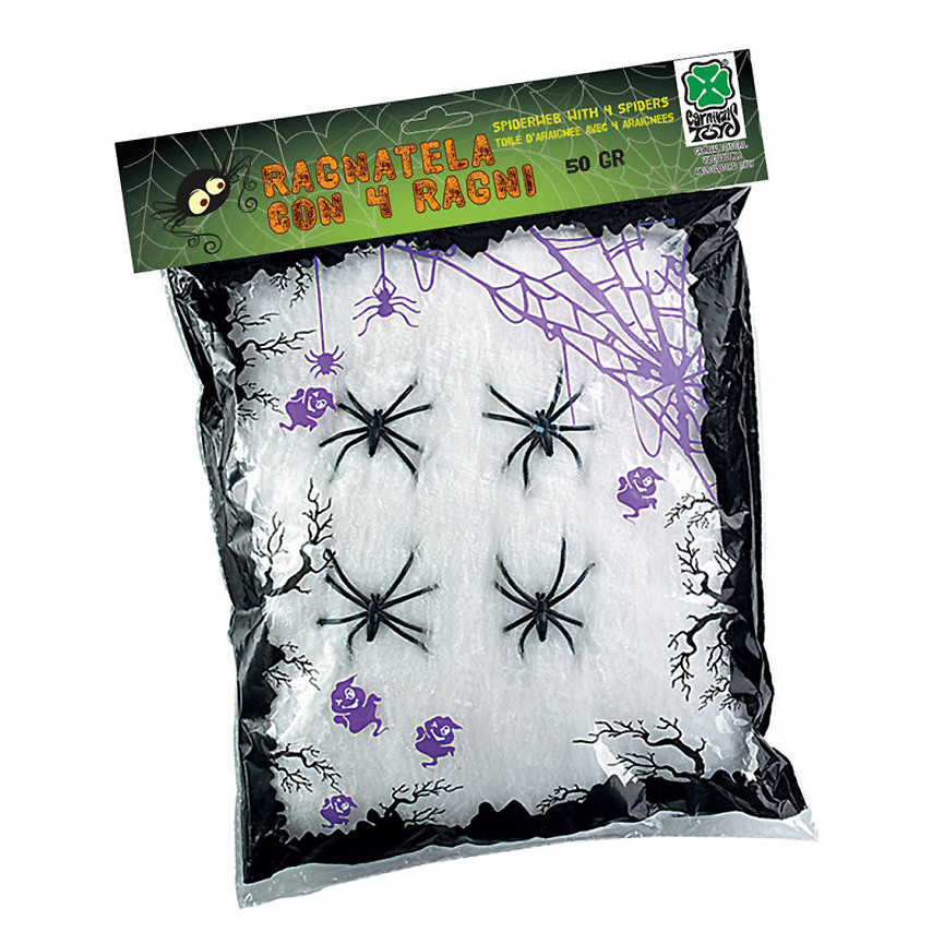 HALLOWEEN RAGNATELA BIANCA CON 4 RAGNI 50GR