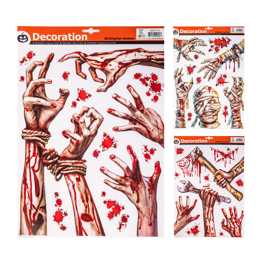 HALLOWEEN VETROFANIE HORROR ASSORTITE 37X29CM