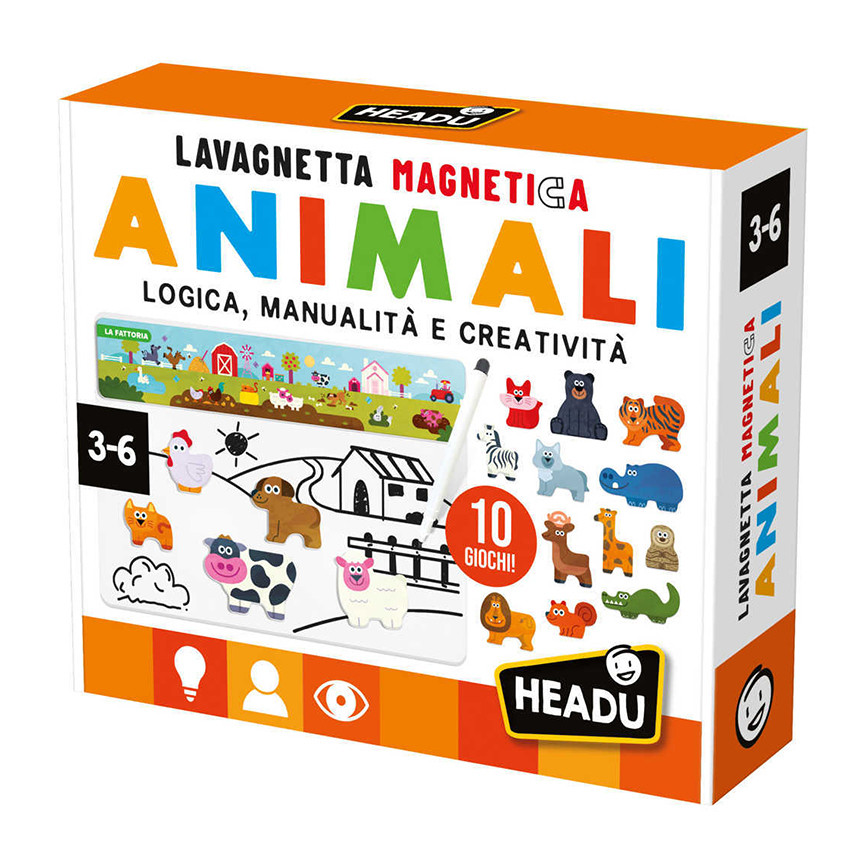 HEADU 10 GIOCHI CON ANIMALI MAGNETICI 3/6 ANNI