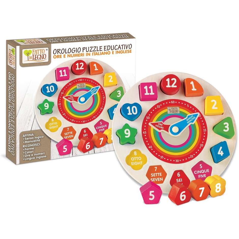 LEGNO OROLOGIO PUZZLE EDUCATIVO 40545