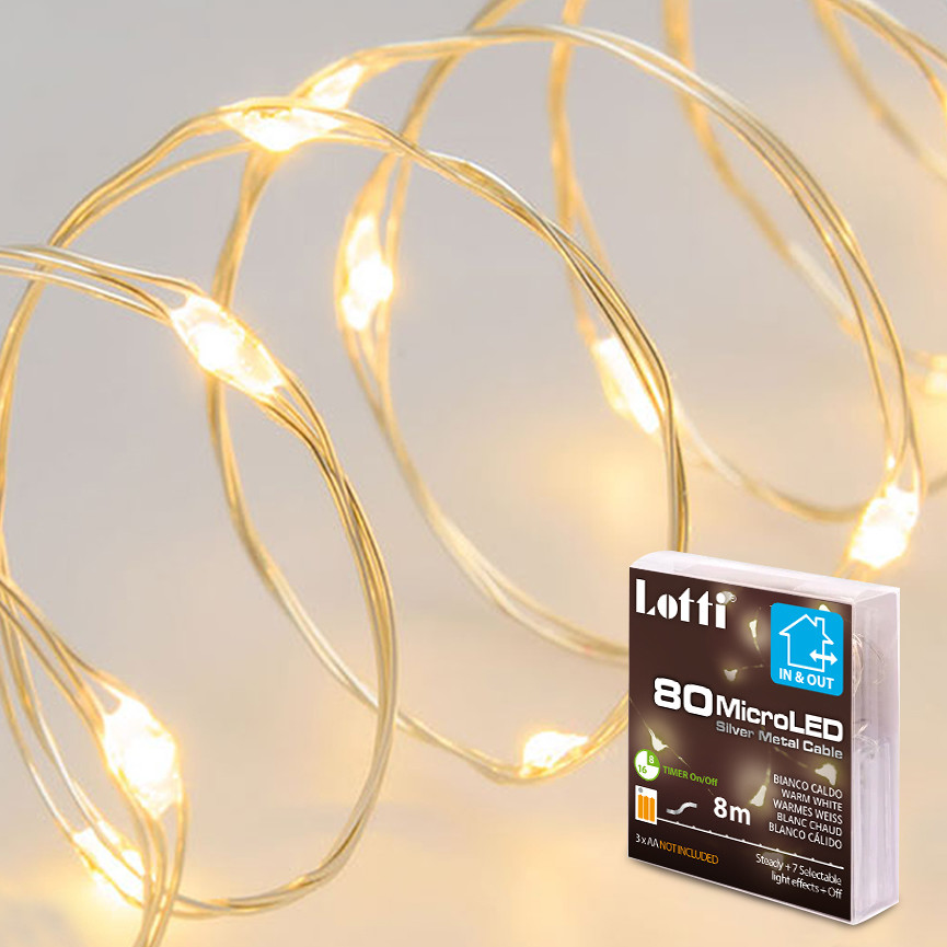 LUCI EST.LED 80 BATTER.BIA/C TIMER F.ARG.8MT 65918