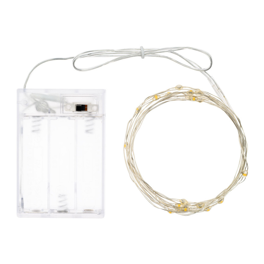 LUCI INT.LED 20 BATTER.BIA/F 1,9MT FILO SILVER
