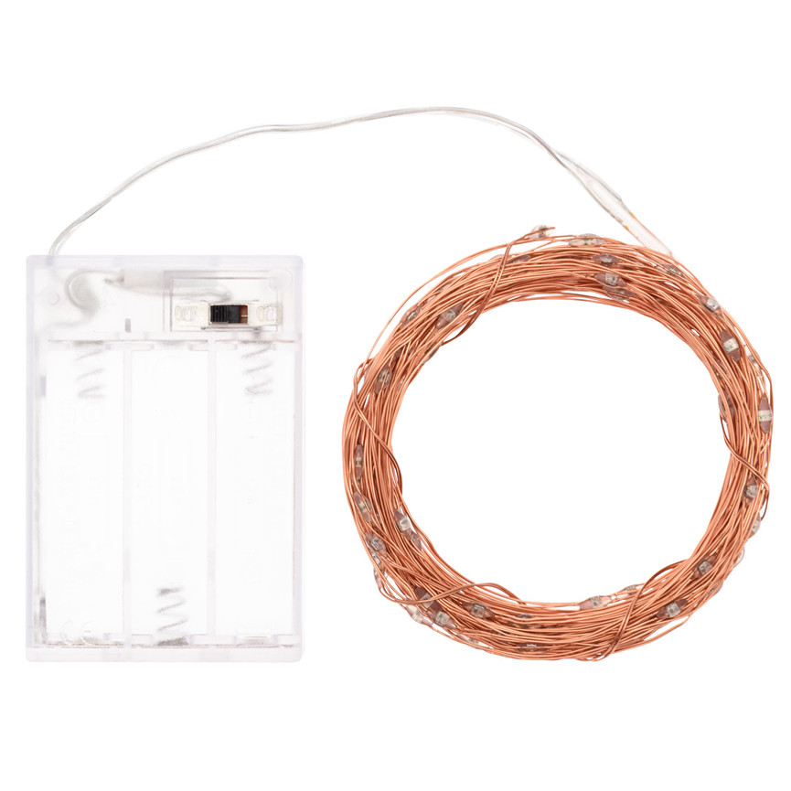 LUCI LED 100 BATTER.BIA/C INTERNO FILO RAME 10MT