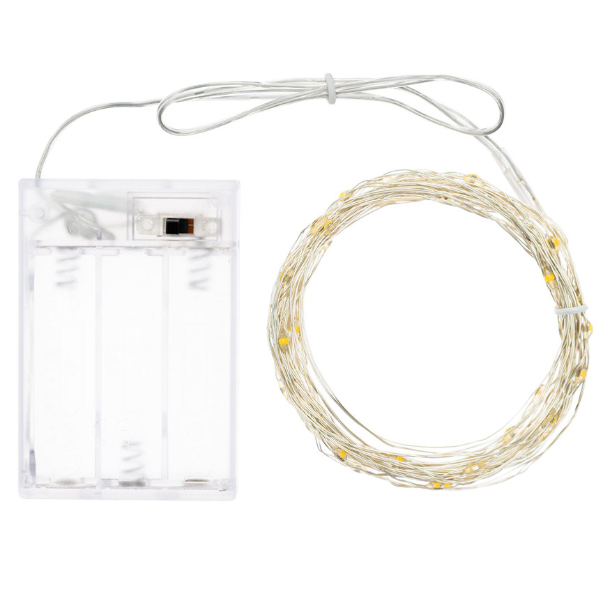 LUCI LED 40 BATTER.BIA/C 400CM FILO SILVER 65826