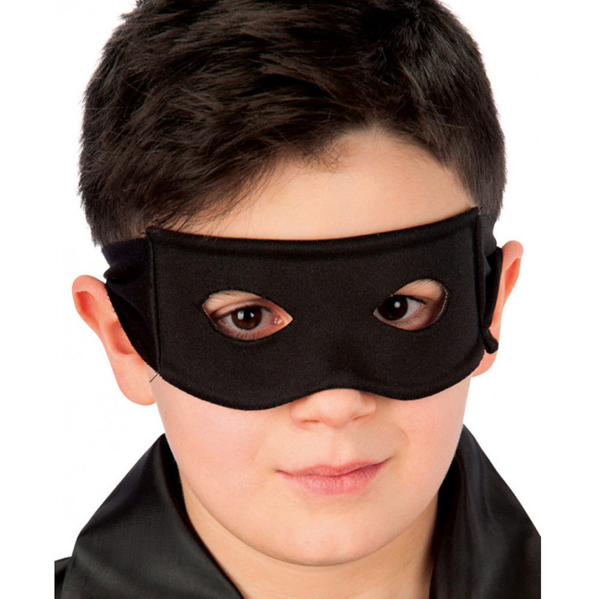 MASCHERA CAVALIERE NERO TESSUTO CON FASCE 01671