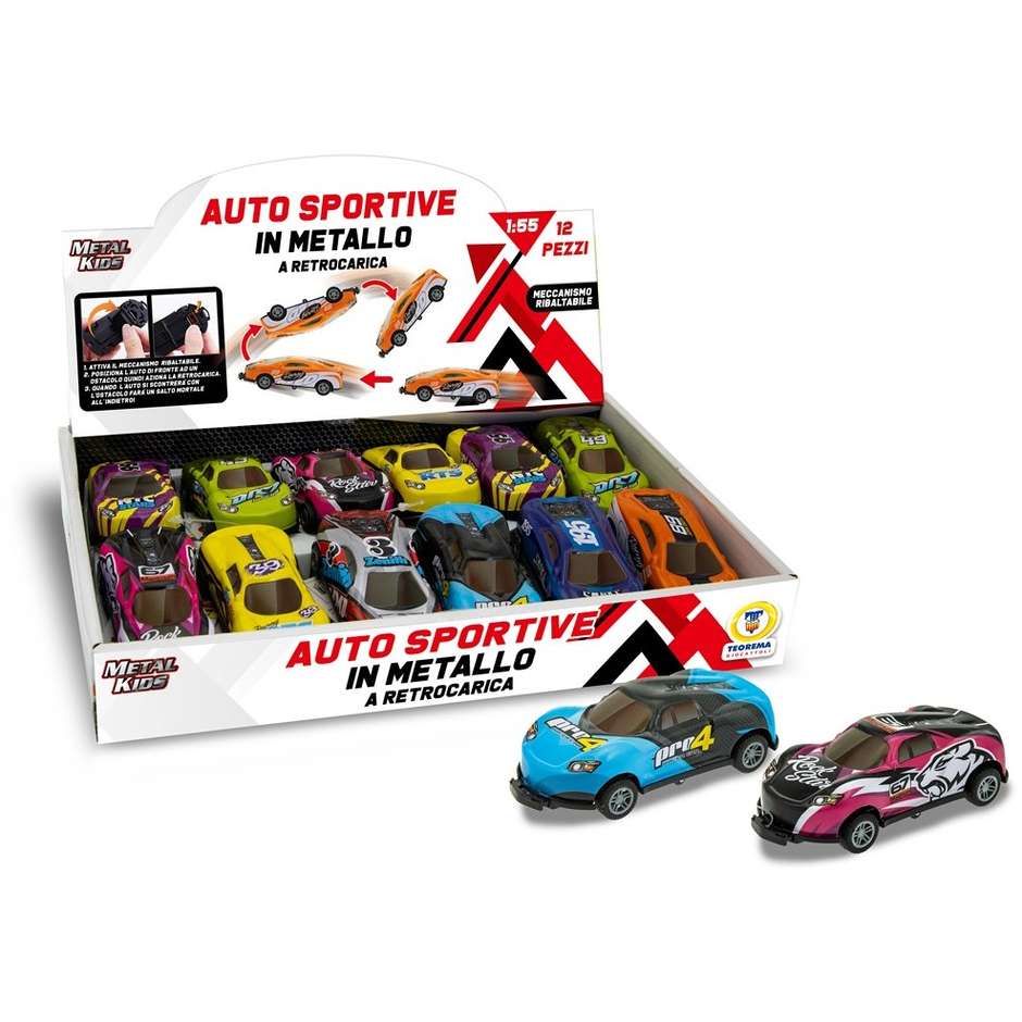 METAL KIDS AUTO SPORTIVE RIBALTABILI 1:55 DISPLAY