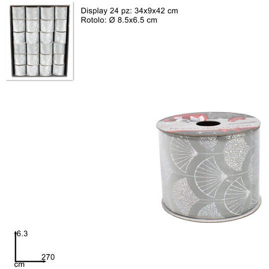 NASTRO VELLUTO ARGENTO LAMINATO CM6X270 MN002005C