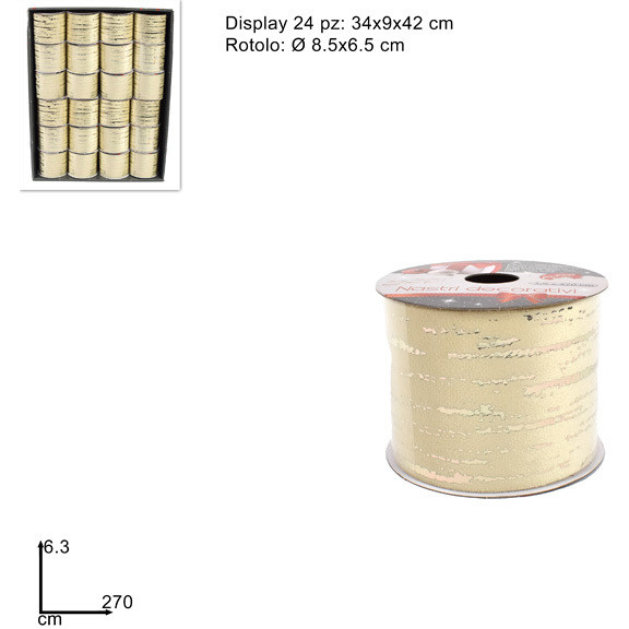 NASTRO VELLUTO BEIGE RIGHE CM6X270 MN002001B