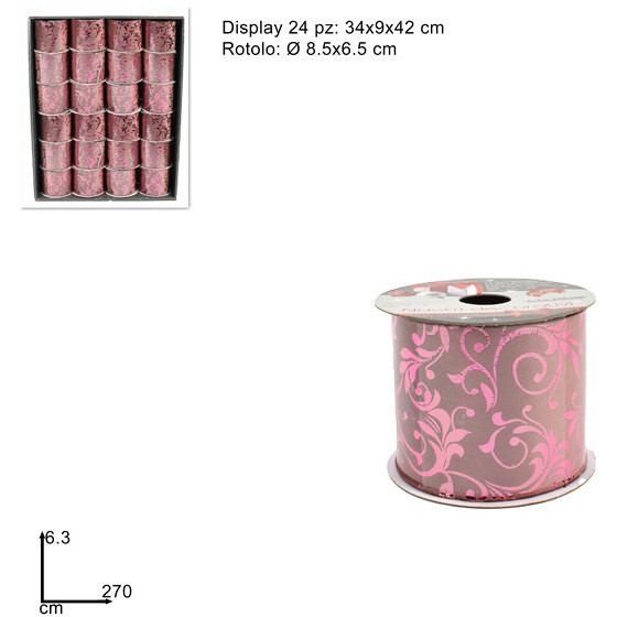 NASTRO VELLUTO ROSA DAMASCATO CM6X270 MN001997G