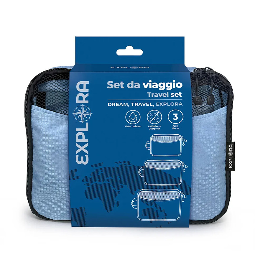 ORGANIZER DA VIAGGIO SET 3 BUSTE AZZURRO 82264