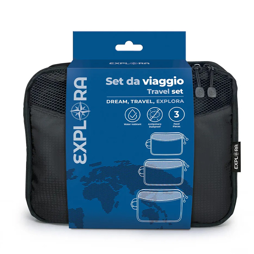 ORGANIZER DA VIAGGIO SET 3 BUSTE NERO 82263
