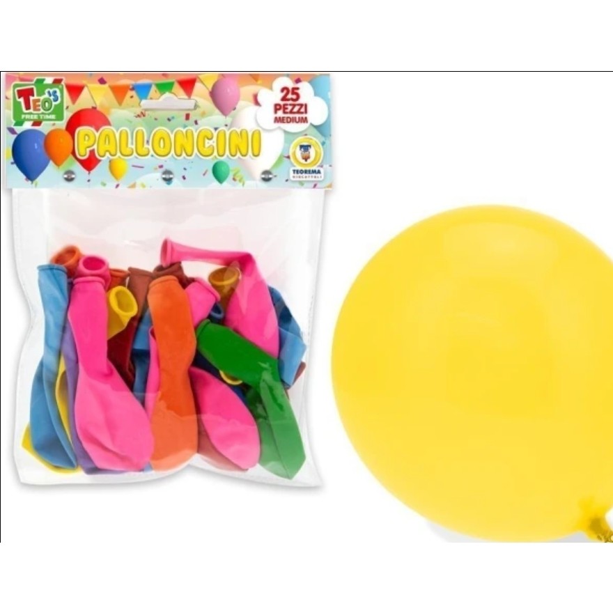 PALLONCINI COLORATI ASSORTITI PZ25 CM25 MEDIO