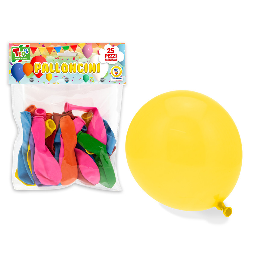 PALLONCINI COLORATI ASSORTITI PZ25 CM25 MEDIO