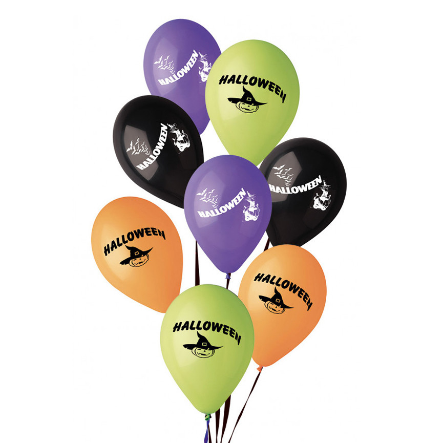 PALLONCINI CON SCRITTA HALLOWEEN 8PZ D30CM