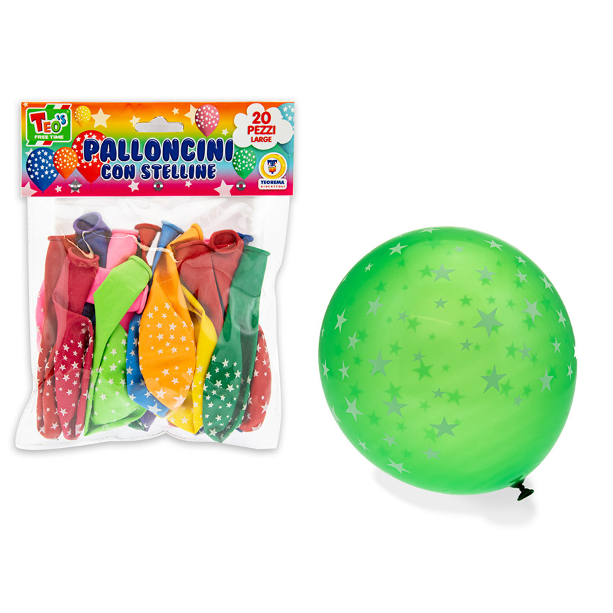 PALLONCINI CON STELLINE COLORATI PZ20 CM30