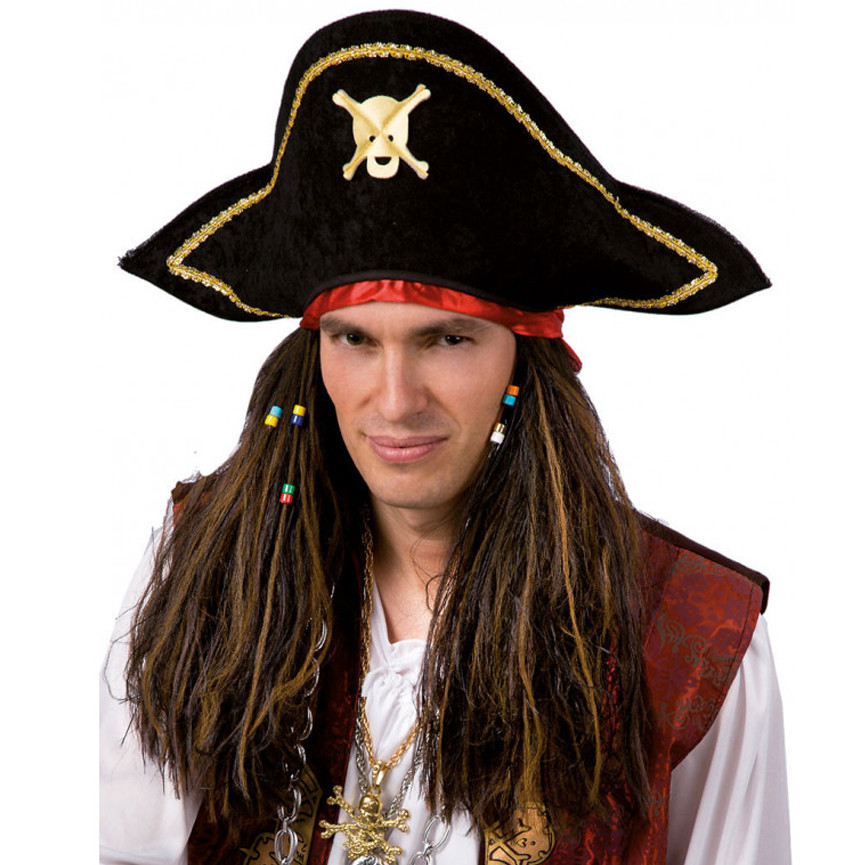 PARRUCCA PIRATA CON BANDANA E CAPPELLO 02898