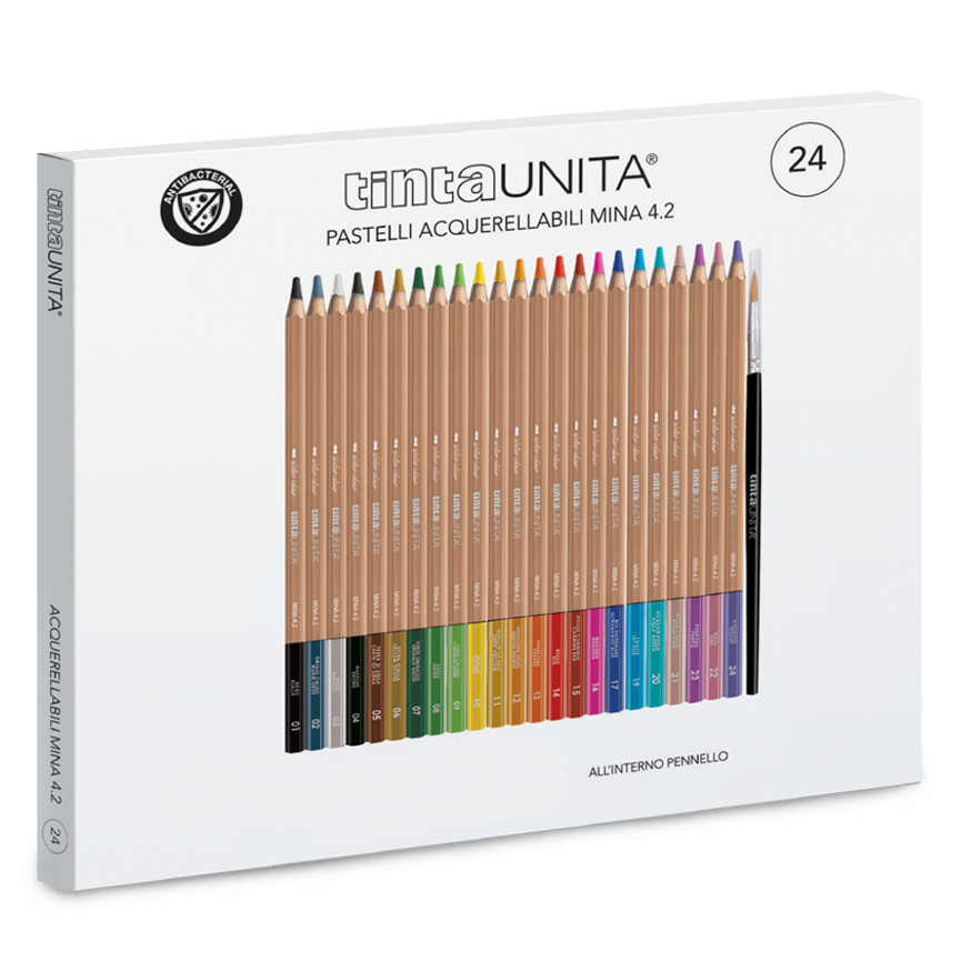 PASTELLI ACQUERELLABILI TINTA UNITA 24 PEZZI ESAG.