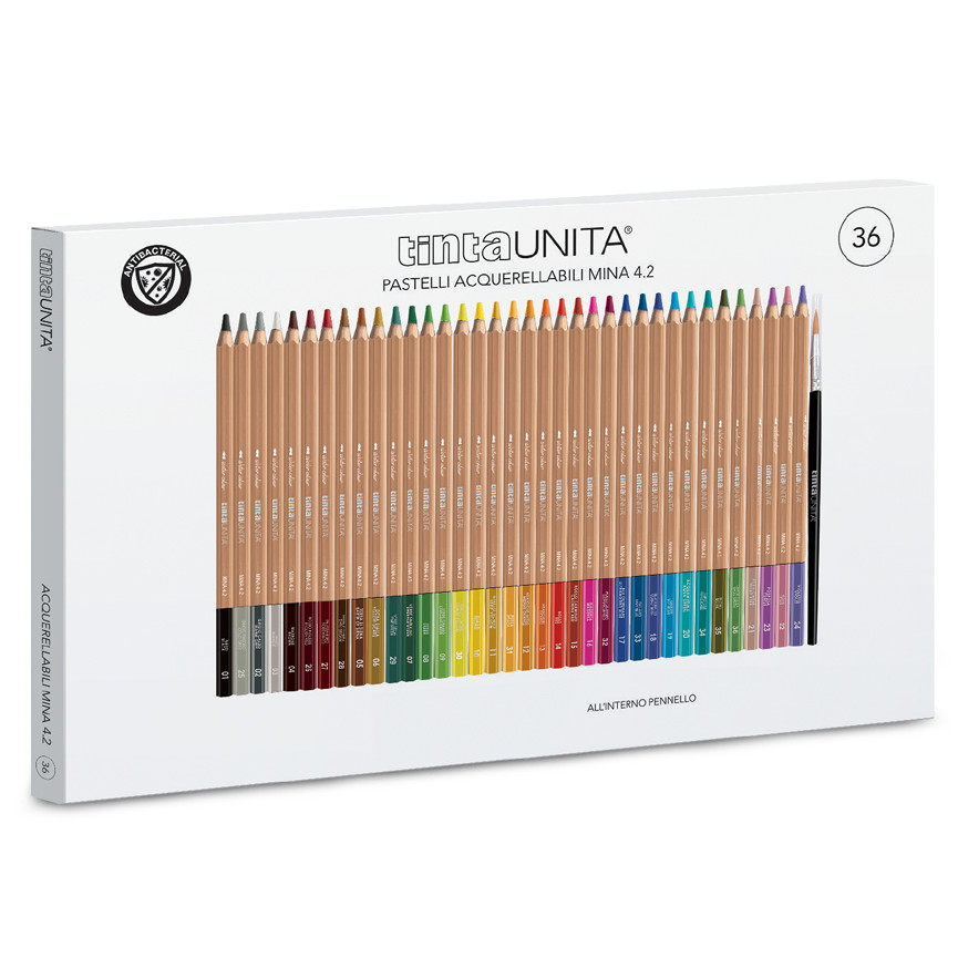 PASTELLI ACQUERELLABILI TINTA UNITA 36 PEZZI ESAG.