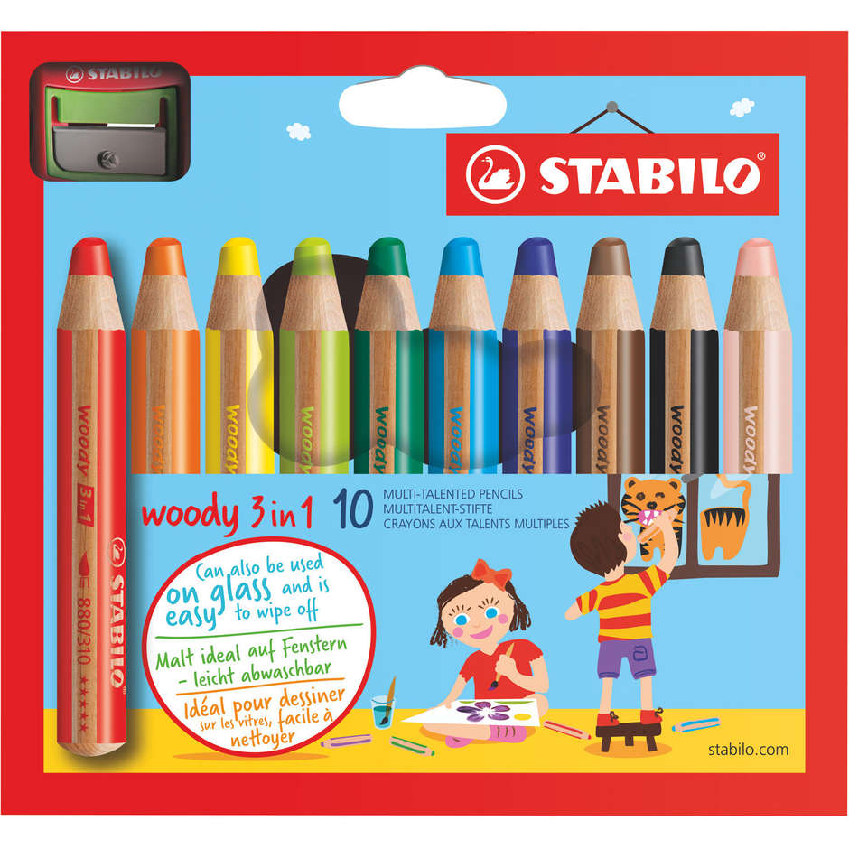 PASTELLI STABILO WOODY 10 PZ + TEMPERAMATITE