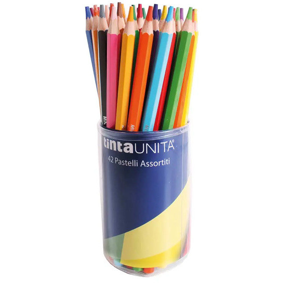 PASTELLI TINTA UNITA 4 MM BARATTOLO 42 PEZZI