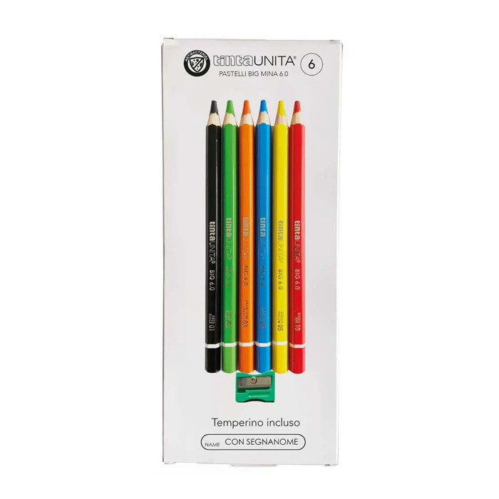 PASTELLI TINTA UNITA JUMBO 6 MM 6 PEZZI + TEMP.