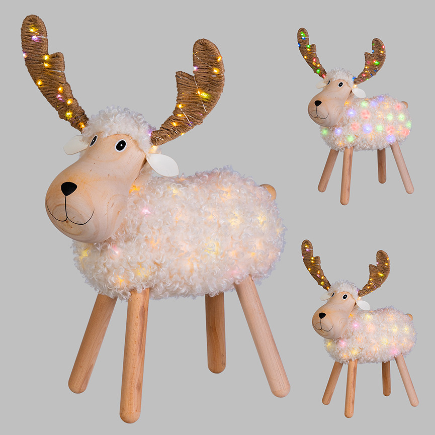 PECORENNA NATALE C/GIO.LUCE H65CM 78628