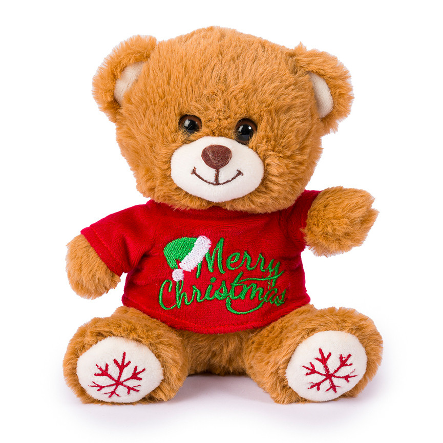 PELUCHE ORSETTO NATALE 17CM C/TSHIRT 2COL.28207