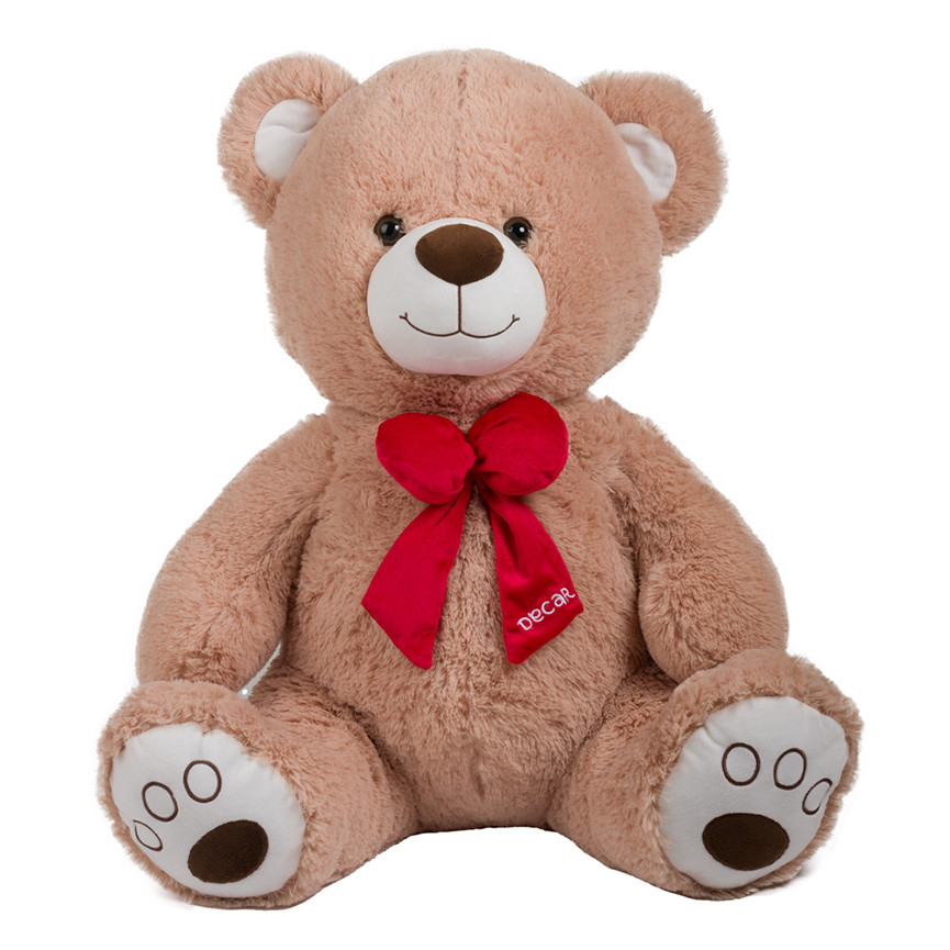 PELUCHE ORSO SEDUTO BEIGE55CM C/FIOCCO ROSSO 29228