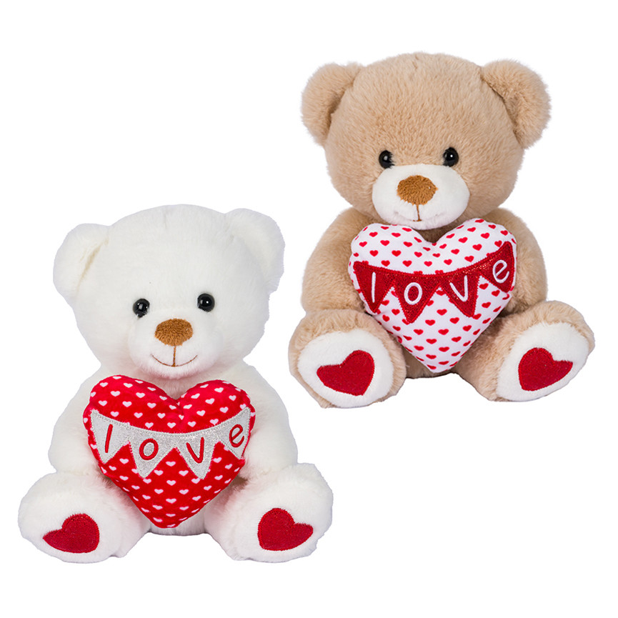 PELUCHE ORSO SEDUTO CON CUORE H25CM 2ASS.22795