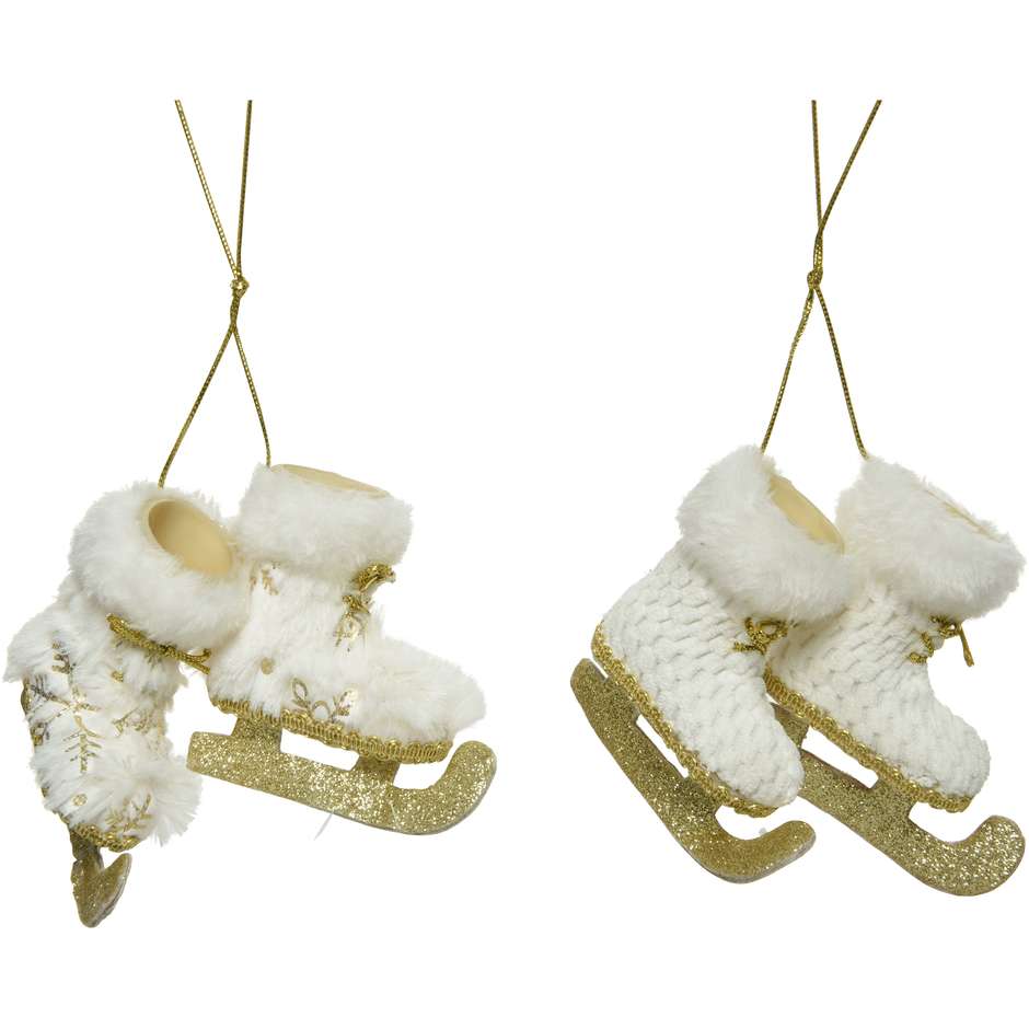 PENDENTE STIVALI C/PATTINI 2PZ BIA/ORO H17 520609