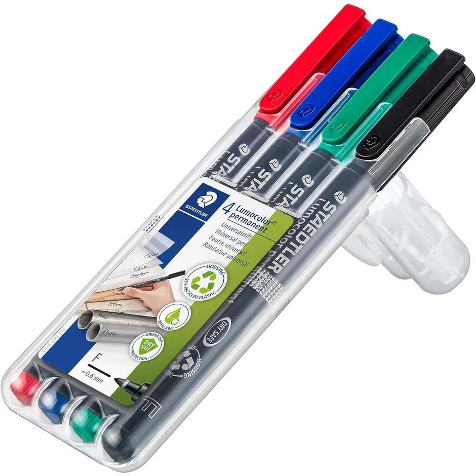 PENNARELLI 318WP4 FINE LUMOCOLOR 4 COLORI 4PZ