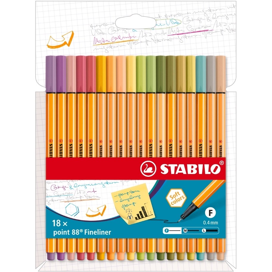 PENNARELLI 8 STABILO POINT COLORI PASTELLO 18PZ