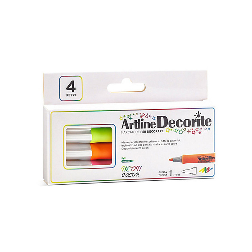 PENNARELLI ARTLINE DECORITE P.TONDA TROPICAL 4PZ