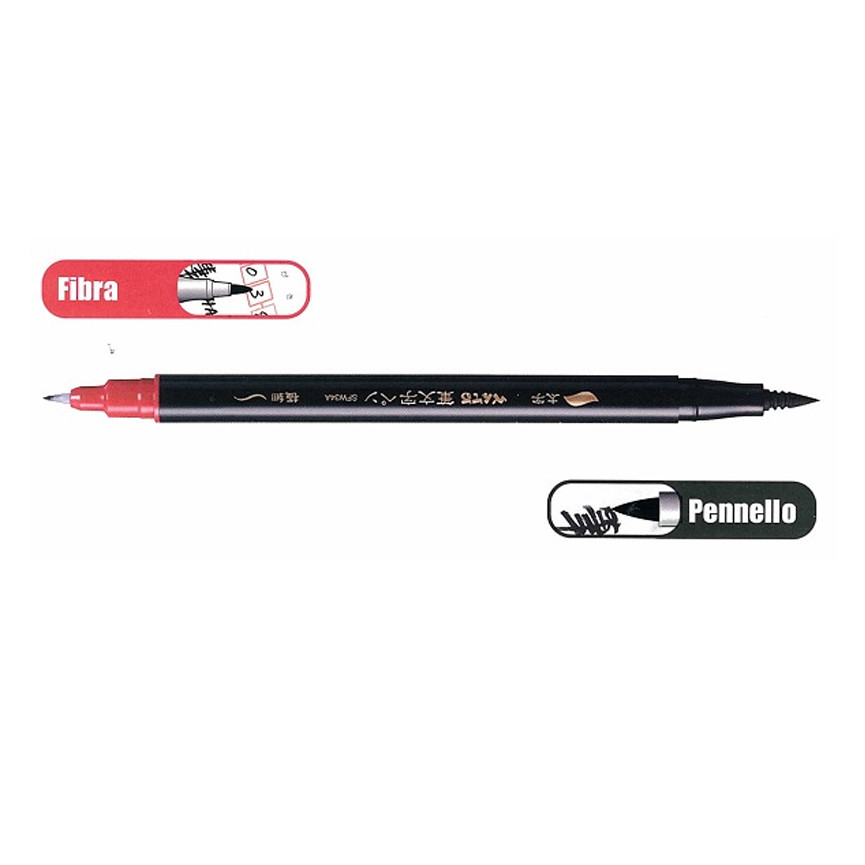 PENNARELLI DOPPIA PUNTA FIBRA+PENNELLO SFW34A NERO