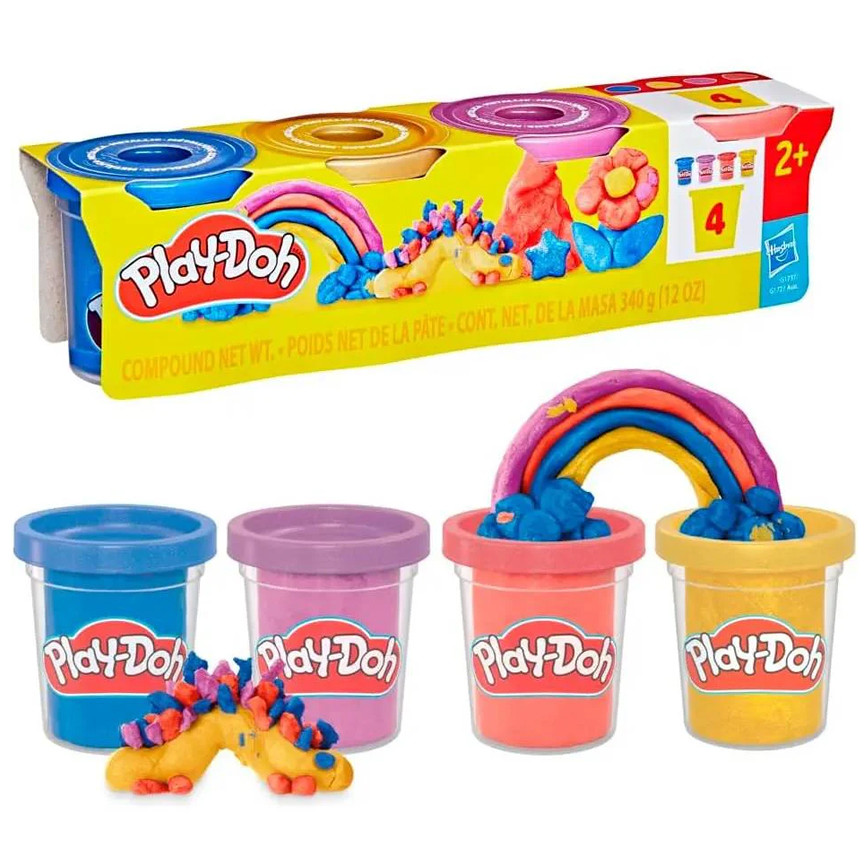 PLAYDOH 4 VASETTI SPECIAL CORIANDOLI E BRILLANTINI