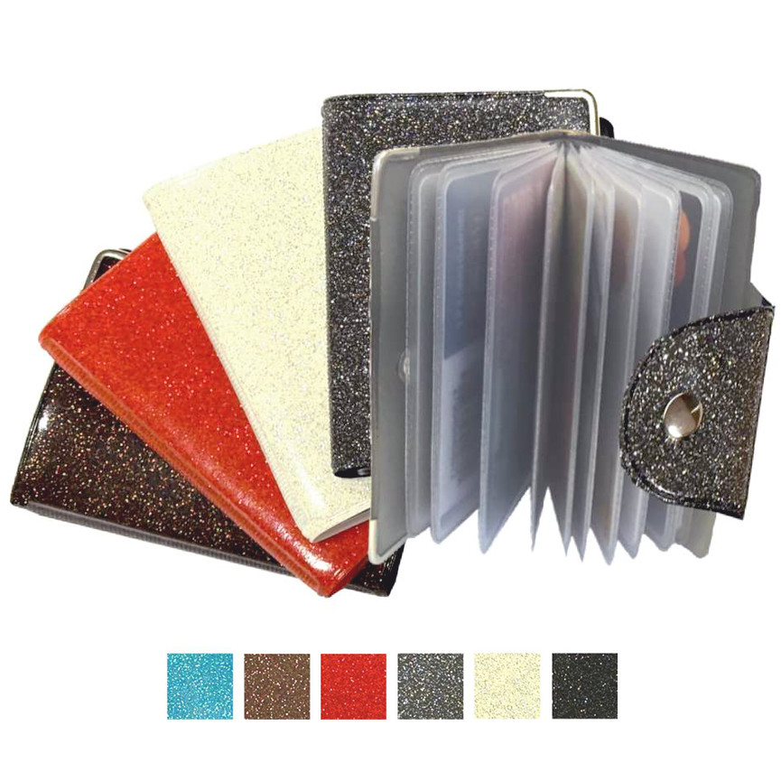 PORTA CARD GLITTER 20 SCOMPARTI C/BOTT. 1021GL