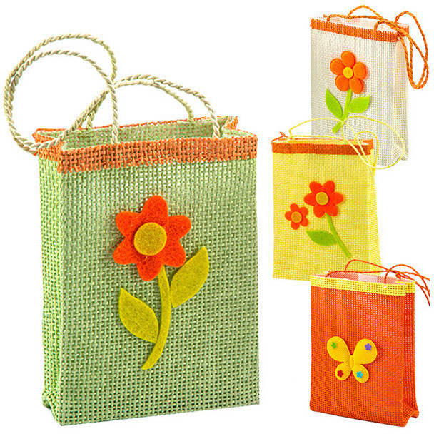 PS BORSETTA JUTA C/DECORO 4 COLORI ASSORTITI