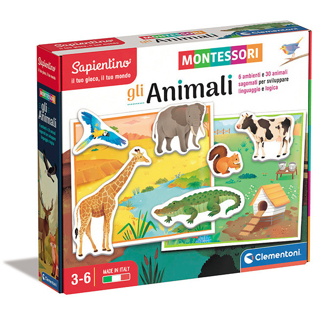Clementoni Sapientino Montessori – "Che Verso FA" Lernspiel, 30 Taktile Tierkarten Für Kinder 1-3 Jahre, Made In Italy