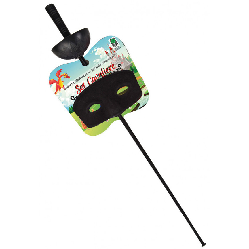 SET CAVALIERE NERO MASCHERA/SPADA FIORETTO 06917