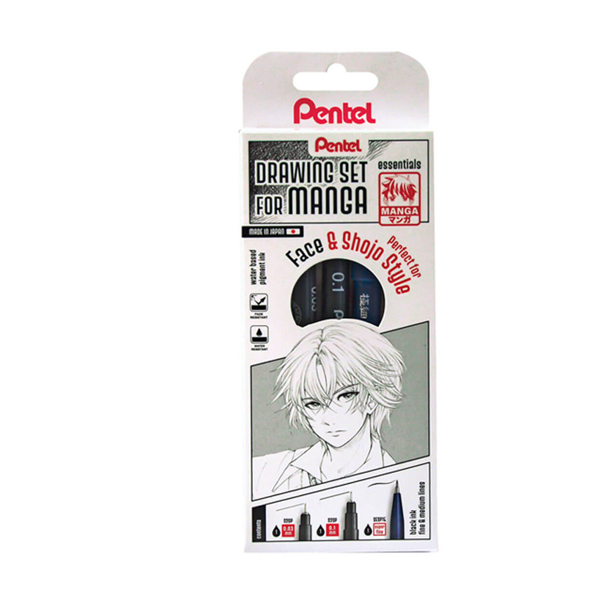 SET MANGA SHOJO 2FINELINER+1BRUSH MNG3PCS-FC