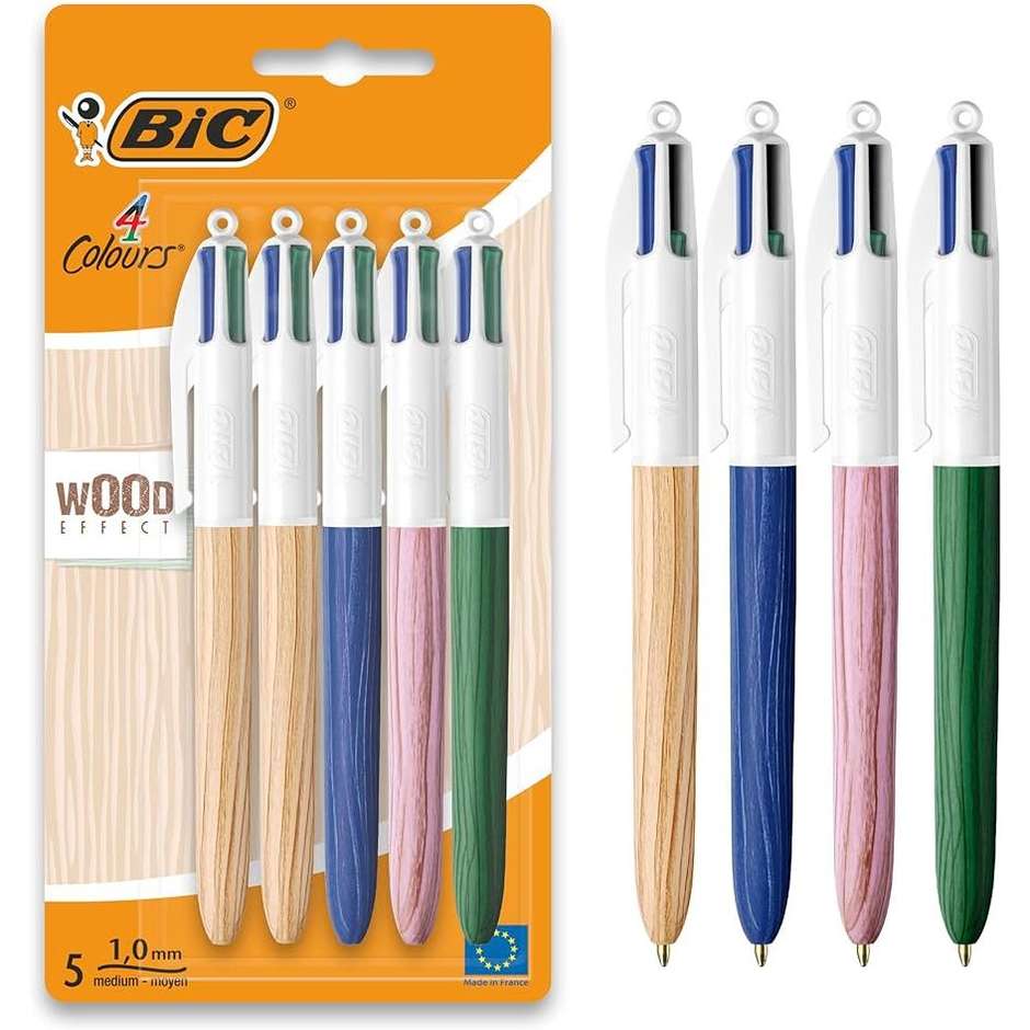 SF.BIC 4 COLORI EFFETTO LEGNO ROSA/AZZ/VER 507406